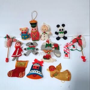 13 Vintage homemade Christmas Ornament lot